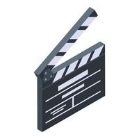 Open clapper icon, isometric style vector