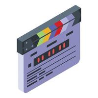 Digital clapper icon, isometric style vector