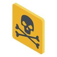 Biohazard skull sign icon, isometric style vector