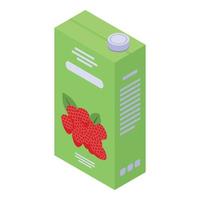 Raspberry juice pack icon, isometric style vector