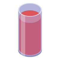 Raspberry juice glass icon, isometric style vector