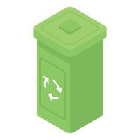 Plastic recycle bin icon, isometric style vector
