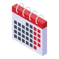 Student exam calendar icon, isometric style vector