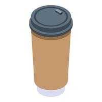 Plastic coffee cup icon, isometric style vector