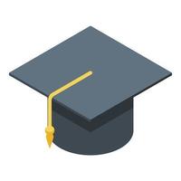 icono de sombrero de graduado de estudiante, estilo isométrico vector