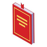 icono de libro de idioma extranjero rojo, estilo isométrico vector