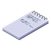 Foreign language notepad icon, isometric style vector