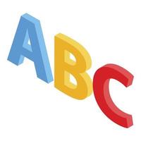 Foreign language alphabet icon, isometric style vector