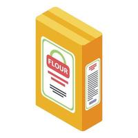 Flour package icon, isometric style vector