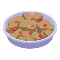 Boiled potatoes icon, isometric style vector