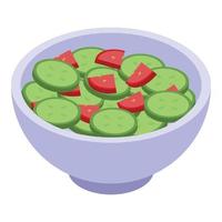 Tomato cucumber salad icon, isometric style vector