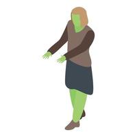 Woman zombie icon, isometric style vector
