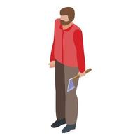 Lumberjack with axe icon, isometric style vector