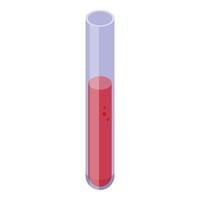 Red test tube icon, isometric style vector