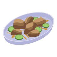 Mussels dishes icon, isometric style vector