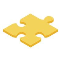 Yellow puzzle icon, isometric style vector