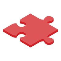 Red jigsaw icon, isometric style vector