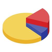 Tax pie chart icon, isometric style vector