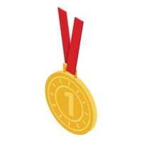 Sport gold medal icon, isometric style vector