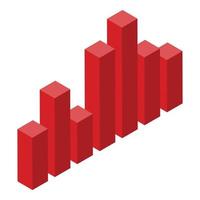 Red tax graph chart icon, isometric style vector