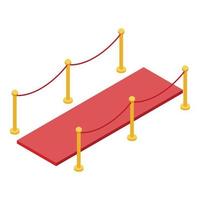 Vip red carpet barrier icon, isometric style vector