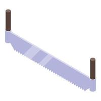 Double hand saw icon, isometric style vector