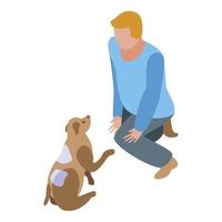 First dog training icon, isometric style vector