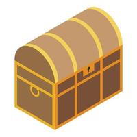 Pirate dower chest icon, isometric style vector