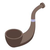 Pirate smoking pipe icon, isometric style vector