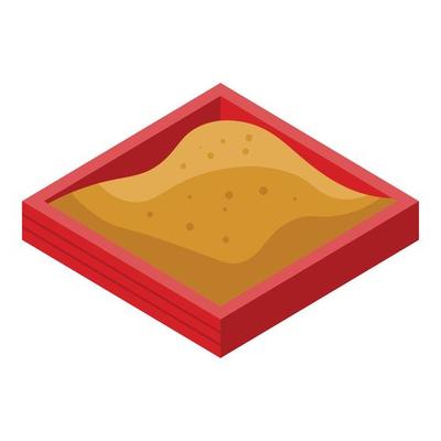 Kindergarten sand square icon, isometric style