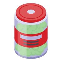 Green olive jar icon, isometric style vector