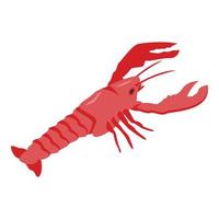 Red lobster icon, isometric style vector