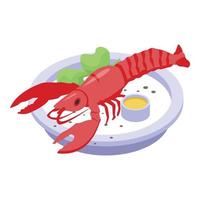 Lobster dish icon, isometric style vector