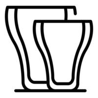 vector de contorno de icono de vaso de cerveza vacío. pinta taza