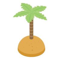 Pirate palm tree island icon, isometric style vector