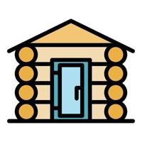 Builder wood house icon color outline vector