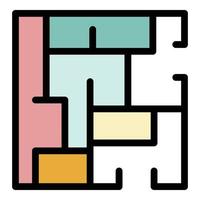 vector de contorno de color de icono de plan de casa