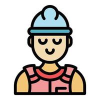 Young builder icon color outline vector