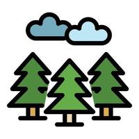 Clouds and spruce icon color outline vector