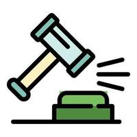 Auction hammer icon color outline vector