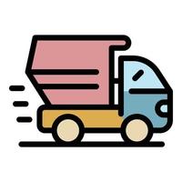 Dump truck icon color outline vector