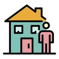 Man and house icon color outline vector