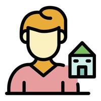 A man and a house icon color outline vector