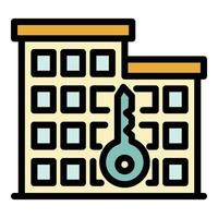 Building and key icon color outline vector