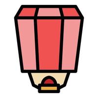 Traditional floating lantern icon color outline vector
