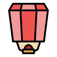 Traditional floating lantern icon color outline vector