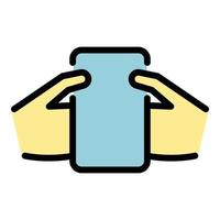 Convenient smartphone icon color outline vector