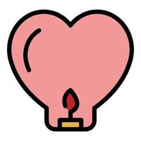 Heart floating lantern icon color outline vector