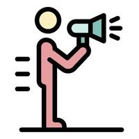 Man with a megaphone icon color outline vector