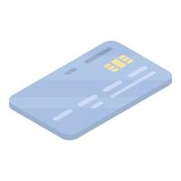 Blue bank card icon, isometric style vector